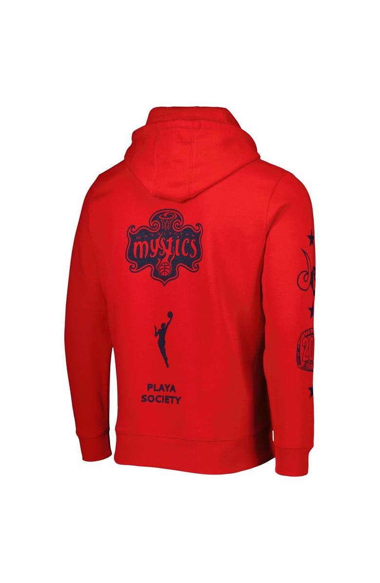 Playa Society Red Washington Mystics Legacy Logo Pullover Hoodie, Alternate, color, Red