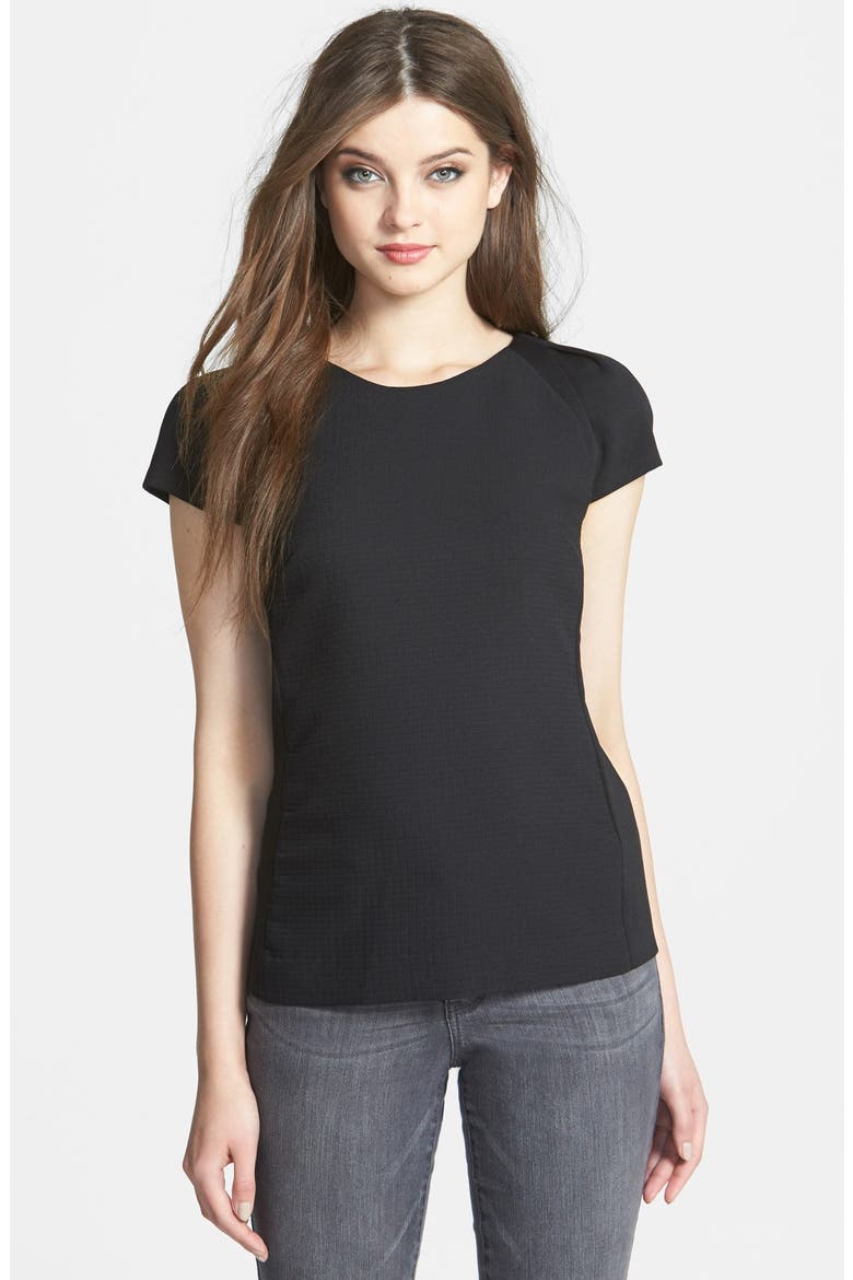 Colorblock Mixed Media Top, Main, color, BLACK