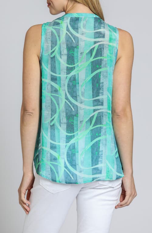 Apny Sleeveless Button-up Shirt In Turquoise Multi