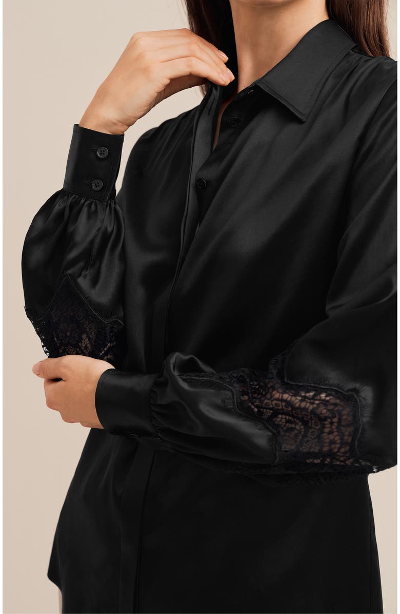Lilysilk Armeria Lace Blouse, Alternate, color, Black