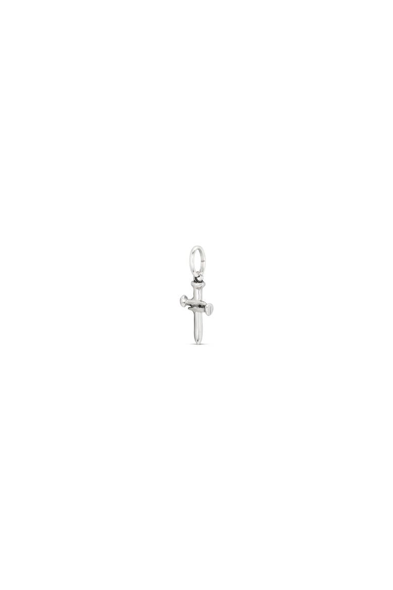 Medium Cross Charm Plated in Sterling Silver, Alternate, color, Silver