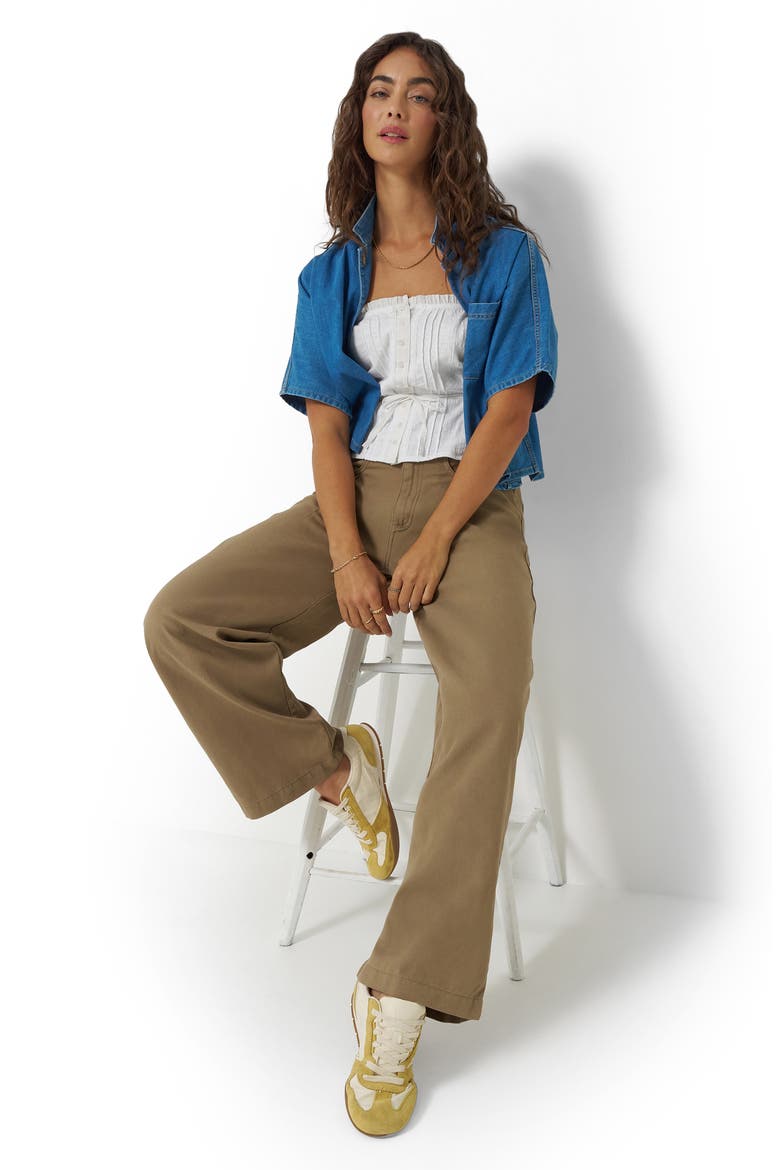 Pleated Slouchy Wide Leg Twill Pants, Alternate, color, CITY LIMITS KHAKI