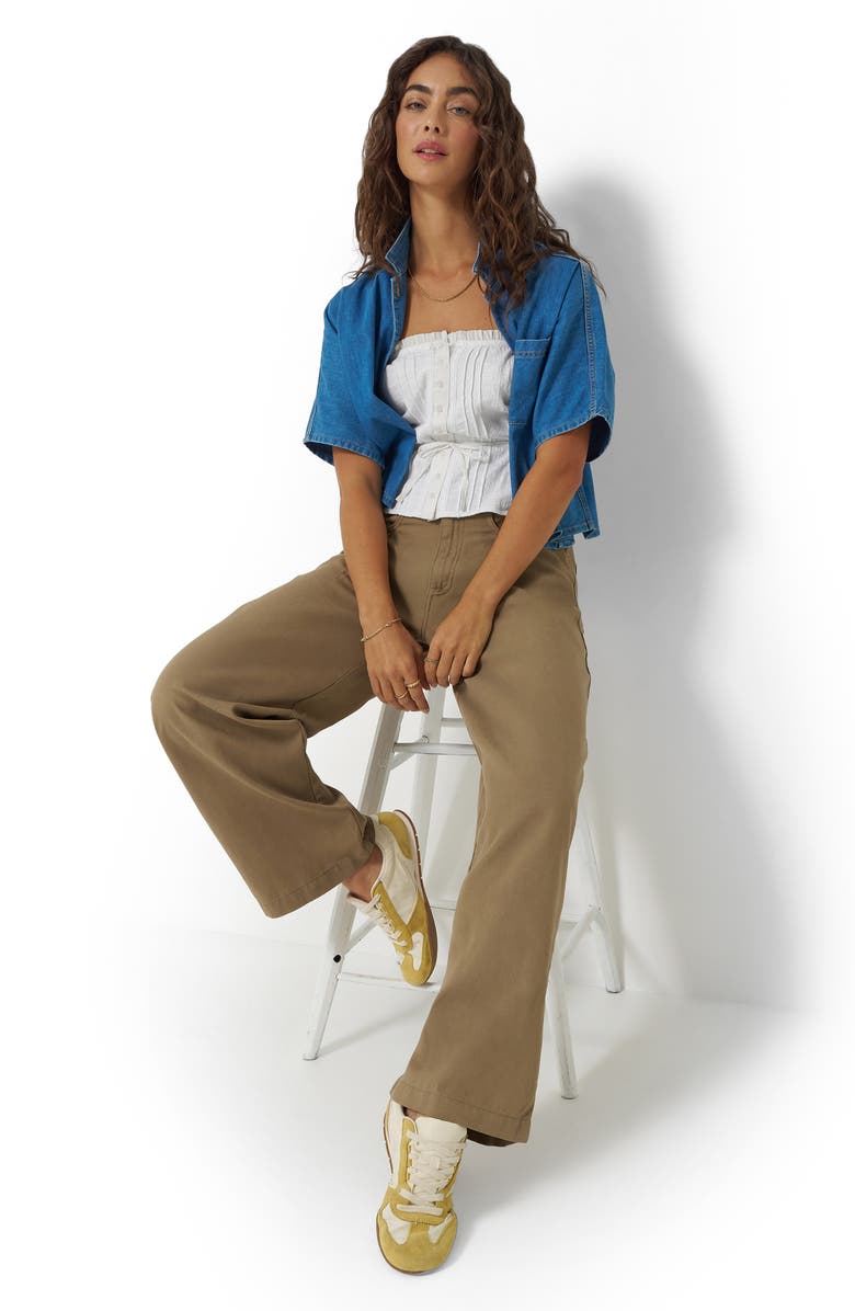 Lee Pleated Slouchy Wide Leg Twill Pants, Alternate, color, City Limits Khaki