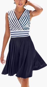 LASCANA Women's Sleeveless Wrap Look Dress