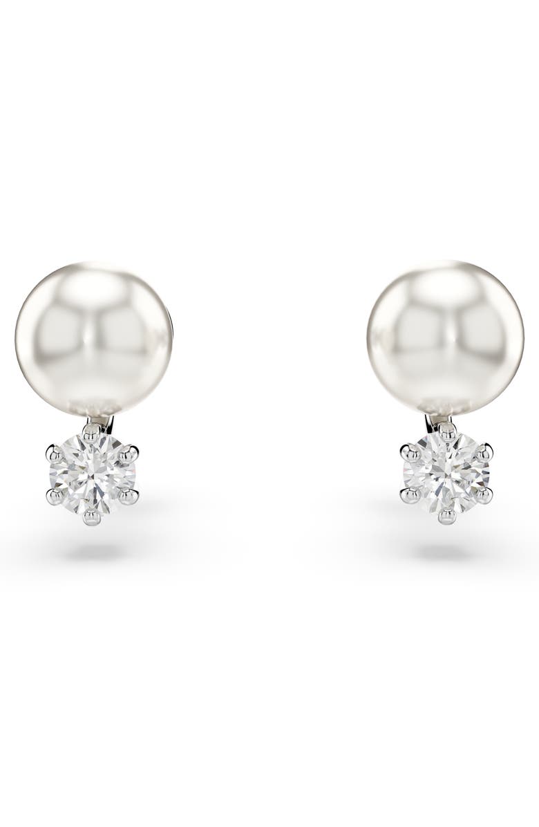 Swarovski Matrix Faux Pearl & Crystal Bracelet, Necklace & Earrings Set, Alternate, color, Silver/ White