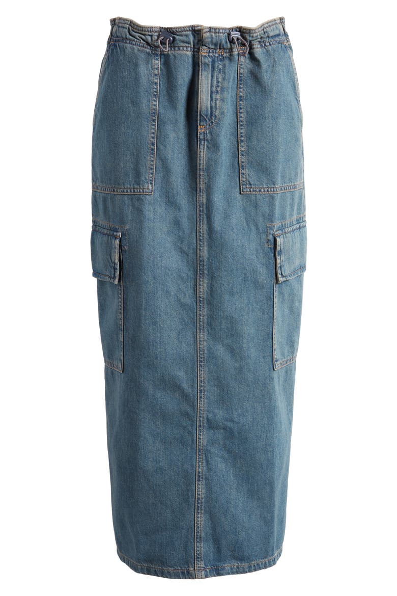 Parachute Denim Cargo Midi Skirt, Alternate, color, MEDIUM BLUE