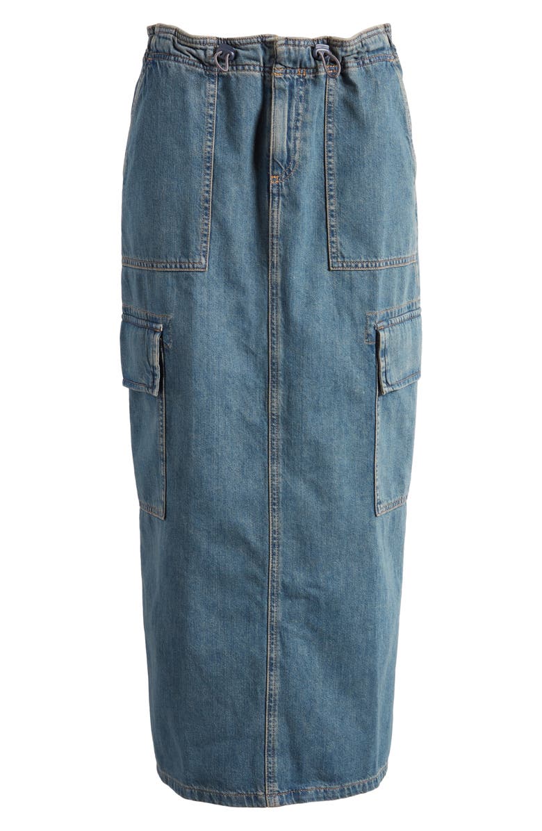 ASOS DESIGN Parachute Denim Cargo Midi Skirt, Alternate, color,