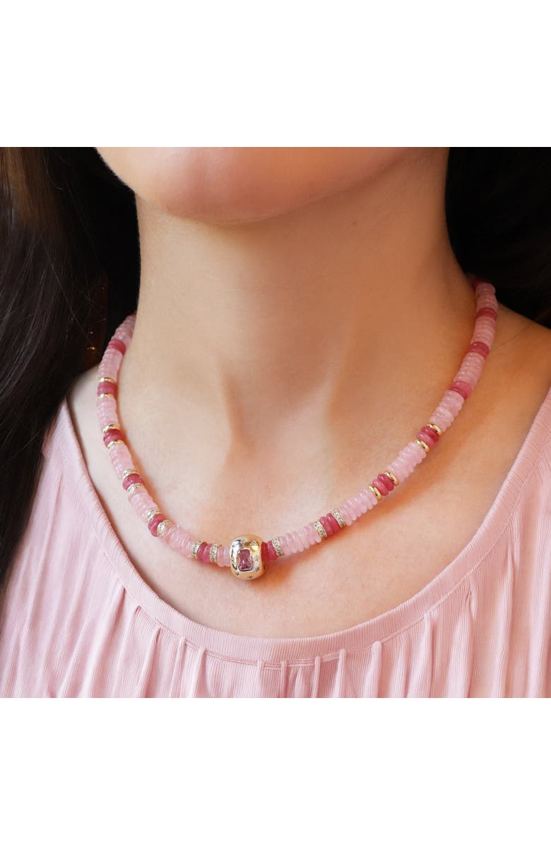 The Lovery Fine Jewelry Pink Bead Rondel Necklace, Alternate, color, Pink