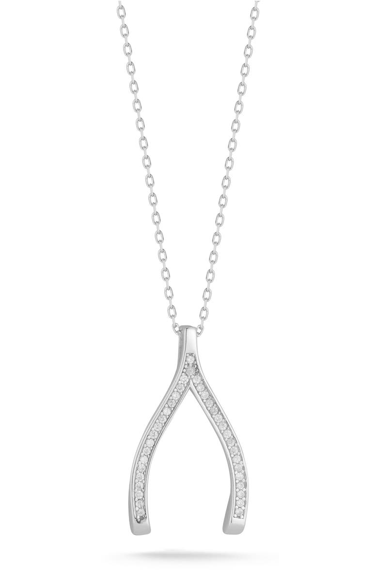 CHLOE AND MADISON Wishbone Pendant Necklace, Main, color, Silver