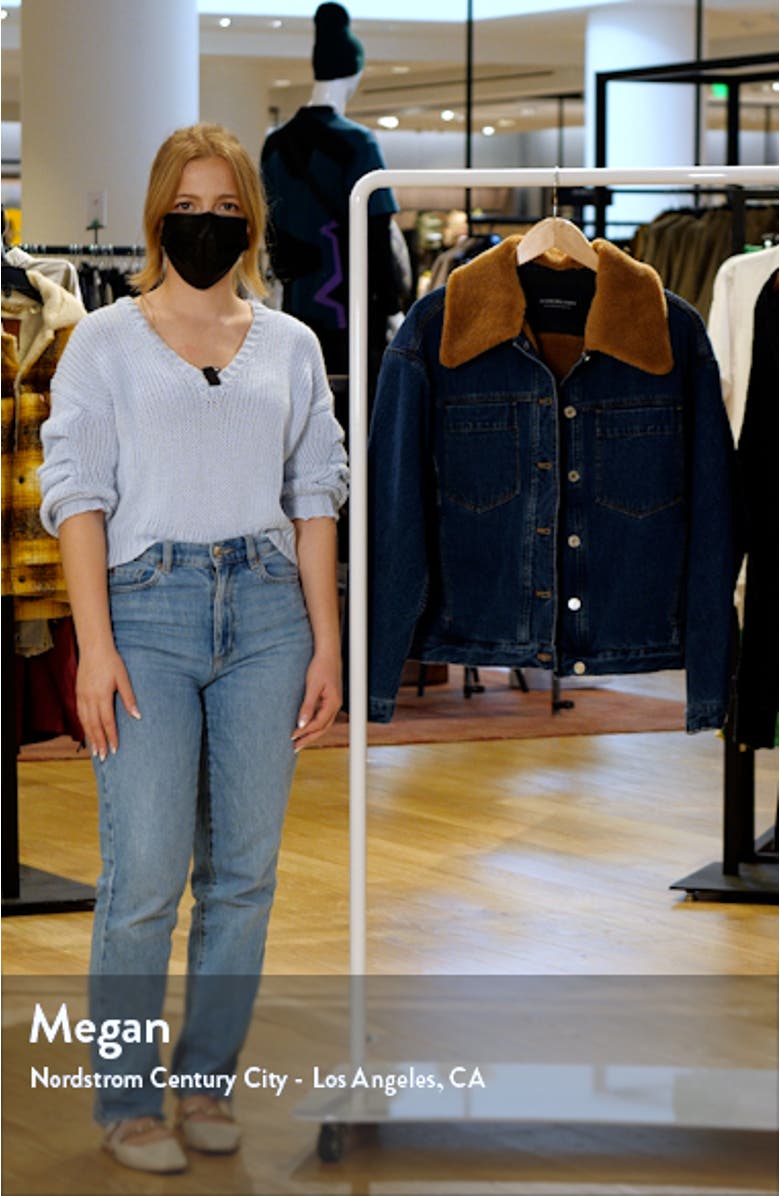 Cotton Denim Trucker Jacket with Removable Faux Shearling Collar, sales video thumbnail