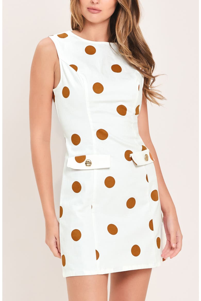 Polka Dot Minidress, Alternate, color, IVORY/BROWN