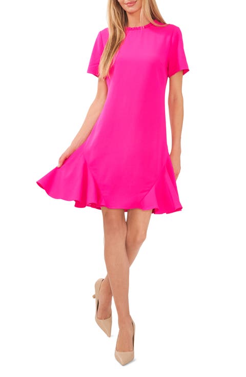 Ruffle Godet Shift Dress
