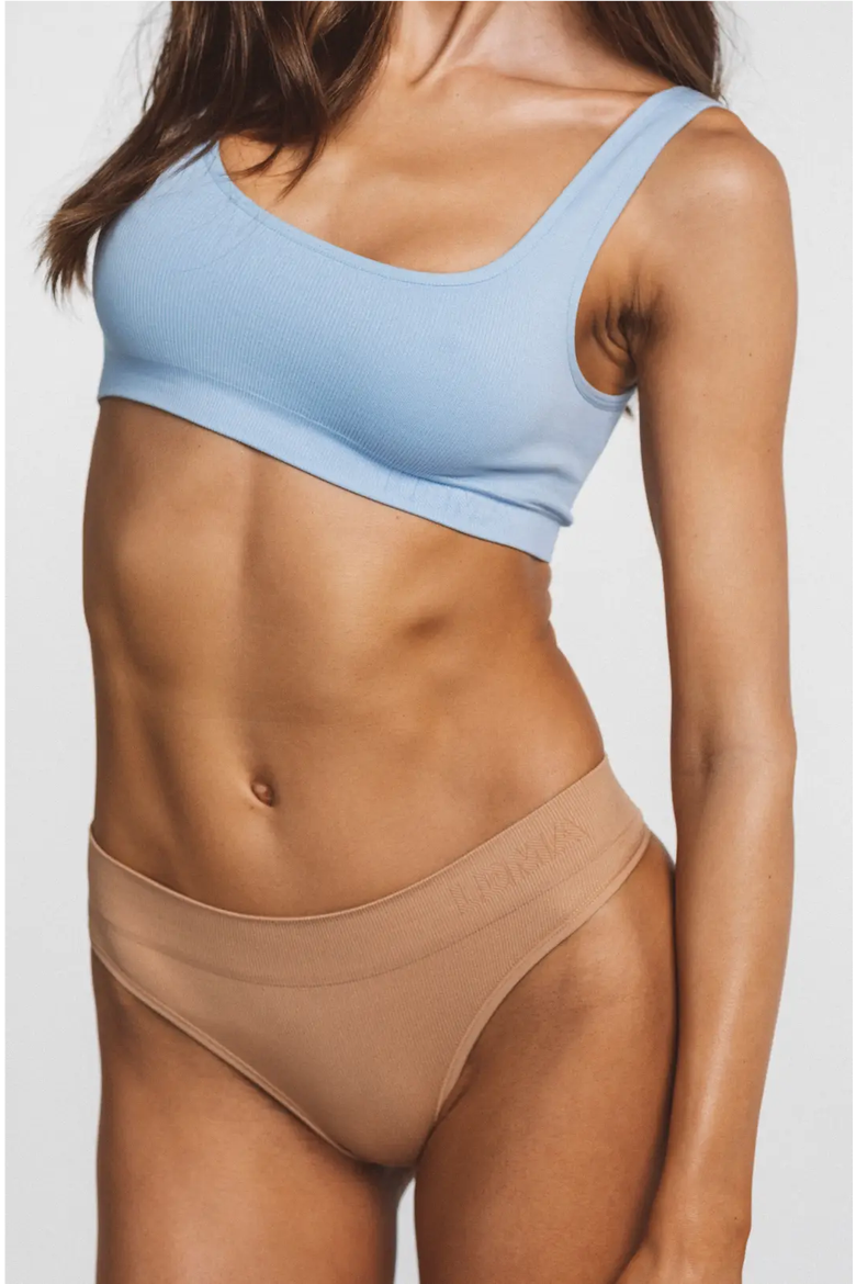 Low Hide Ribbed Thong, Alternate, color, Dusty Nude