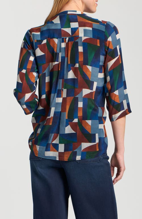 Apny Print Tassel Split Neck Chiffon Top In Multi