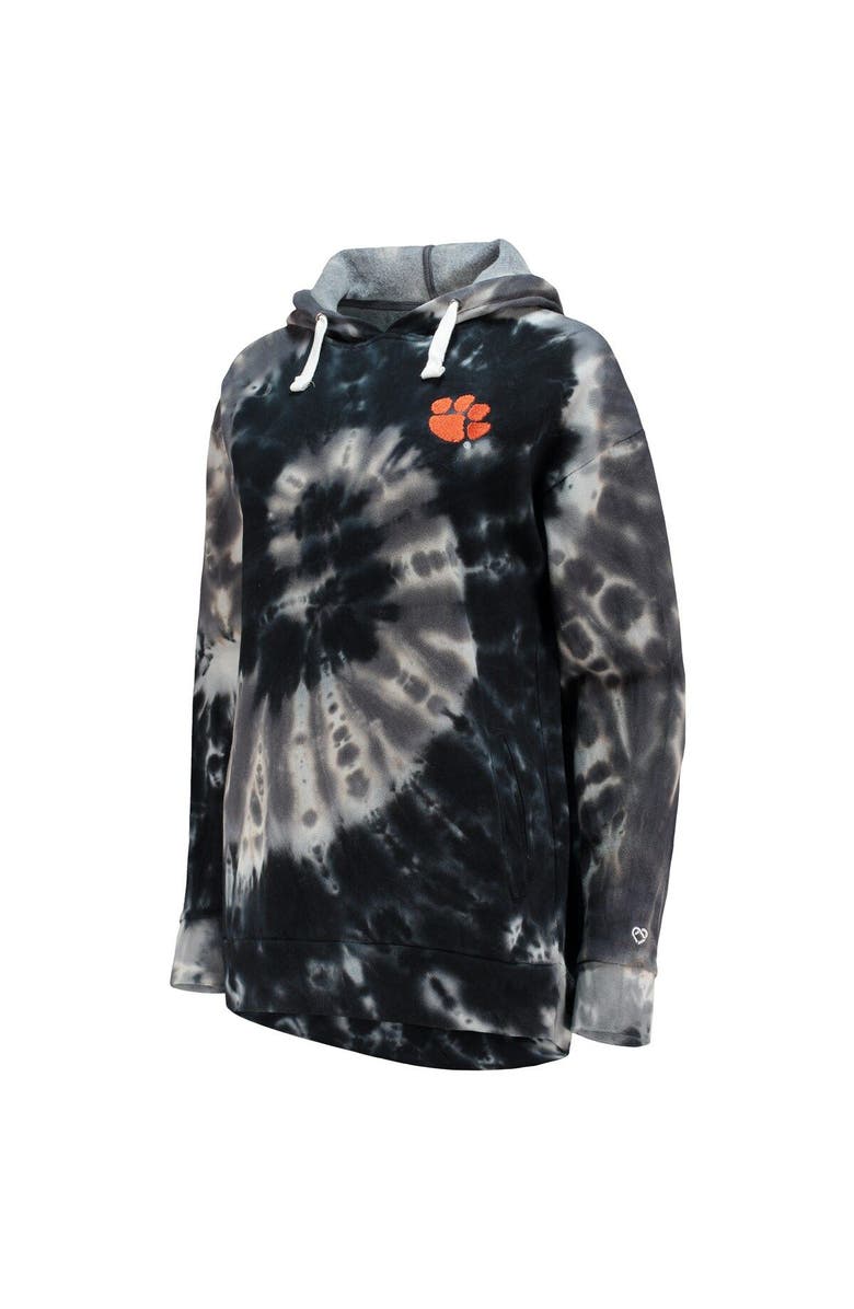 COLOSSEUM Women's Colosseum Black Clemson Tigers Slow Ride Spiral Tie-Dye Oversized Pullover Hoodie, Alternate, color, Black