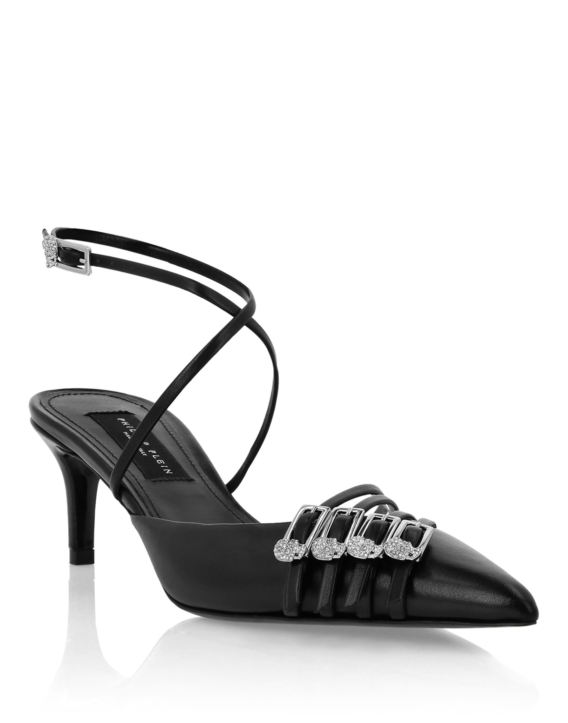 Multi-Strap Crossing Mid Heels 5 Women, Main, color, black