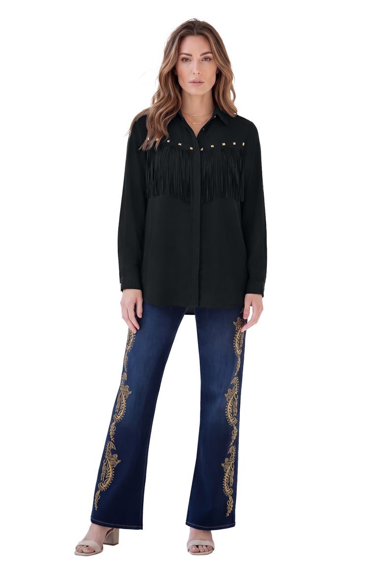 Fringe Big Shirt, Alternate, color, BLACK