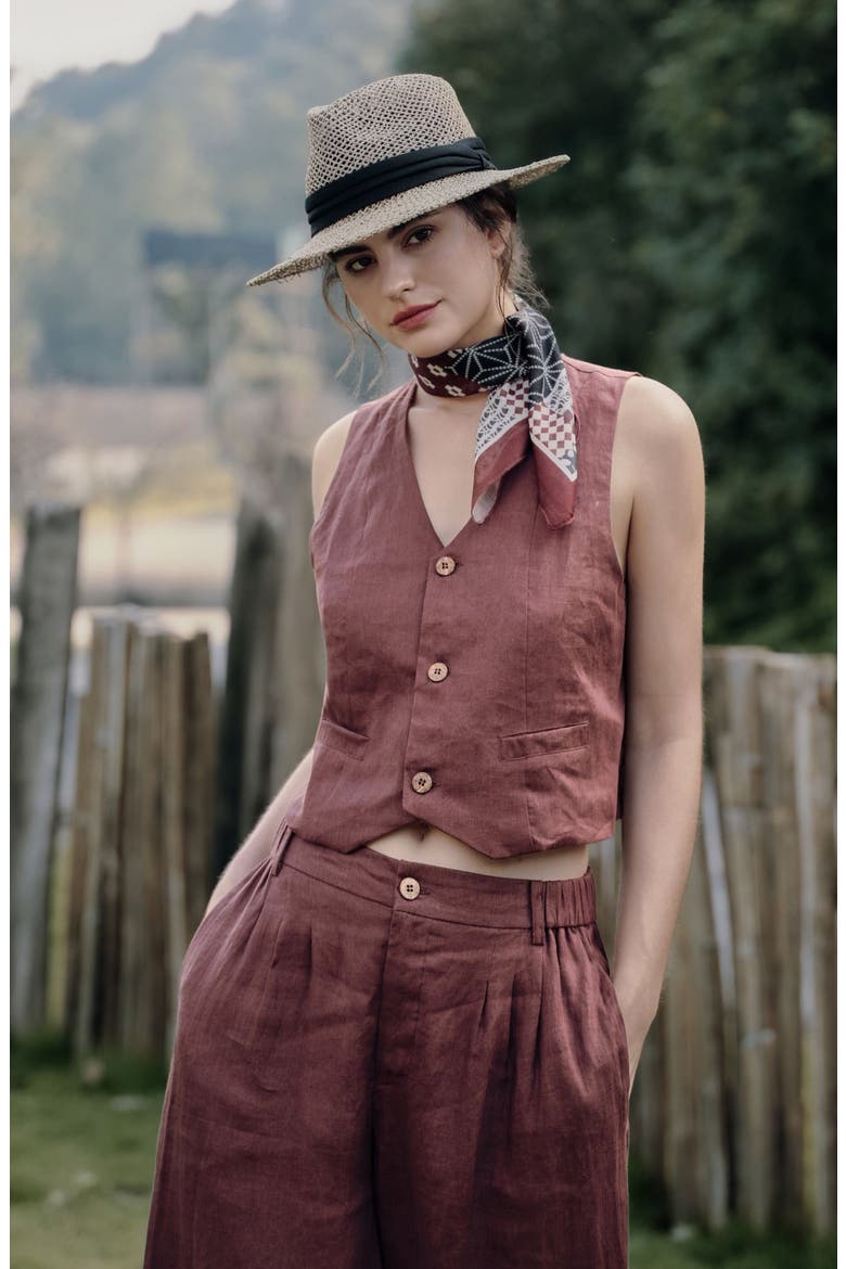 Hemp Tailored Vest, Alternate, color, brown