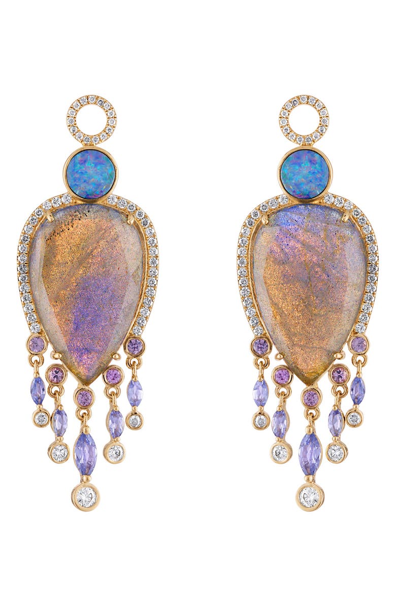 EDEN PRESLEY Stone & Diamond Huggie Hoop Earring Charms, Main, color, Gold/ Pink