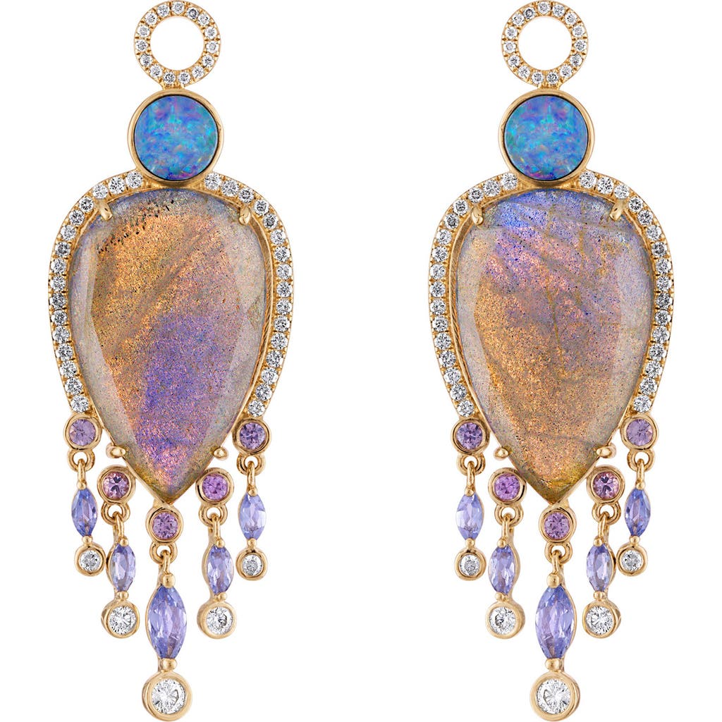 EDEN PRESLEY Stone & Diamond Huggie Hoop Earring Charms in Gold/Pink  product