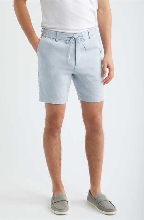 Kane Flat Front Linen Blend Drawstring Shorts