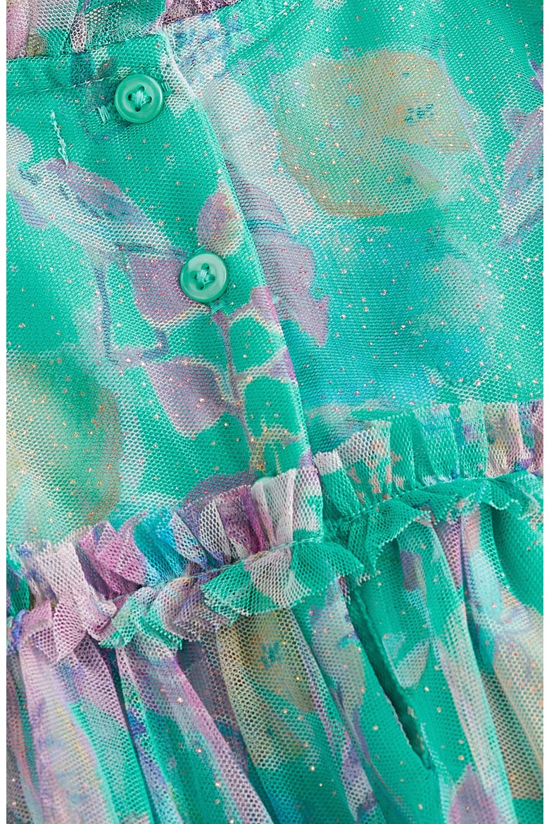 Kids' Tiered Mesh Dress, Alternate, color, GREEN