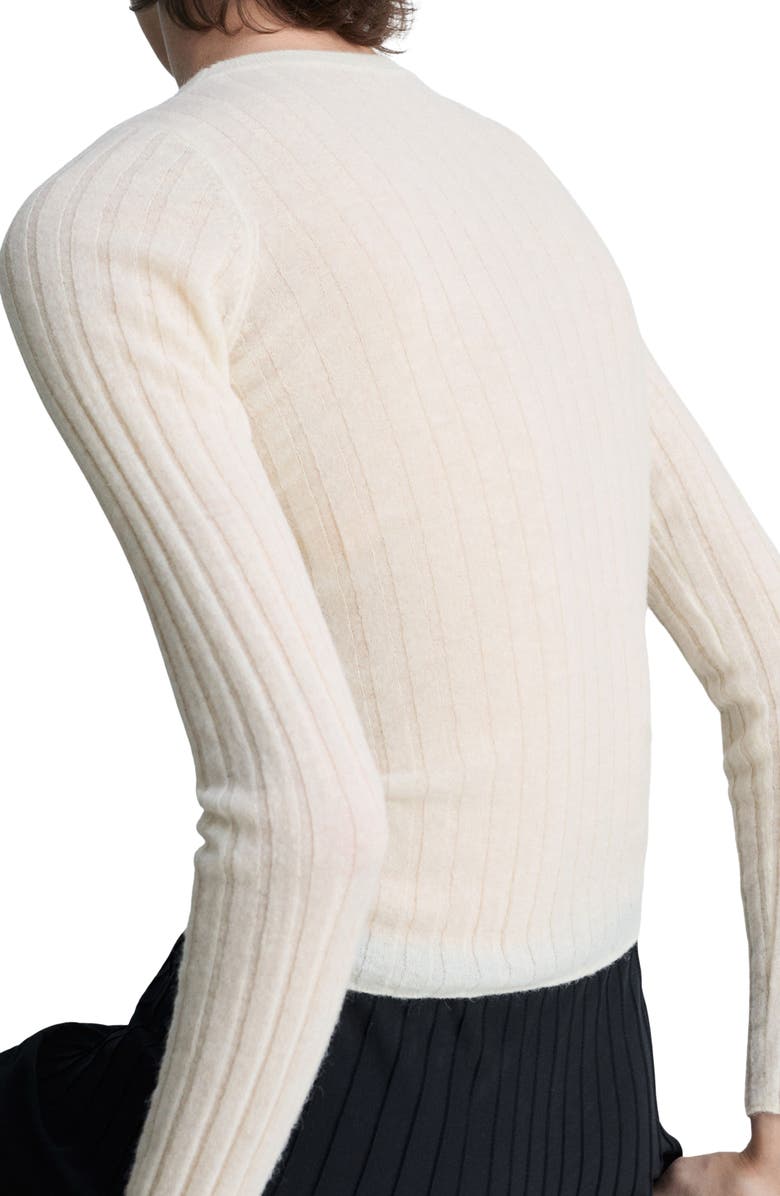 MANGO Gardenia Slim Rib Sweater, Alternate, color, Off White
