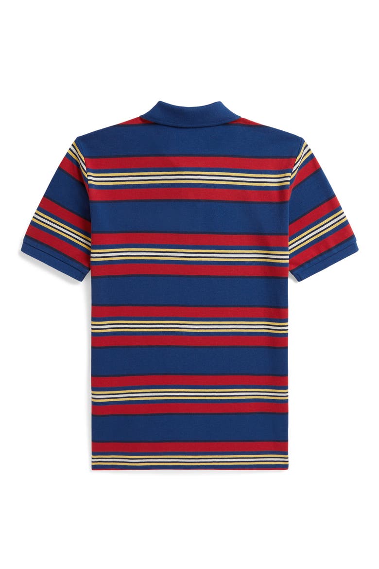 Kids' Striped Cotton Piqué Polo, Alternate, color, DUSTY AZURE MULTI