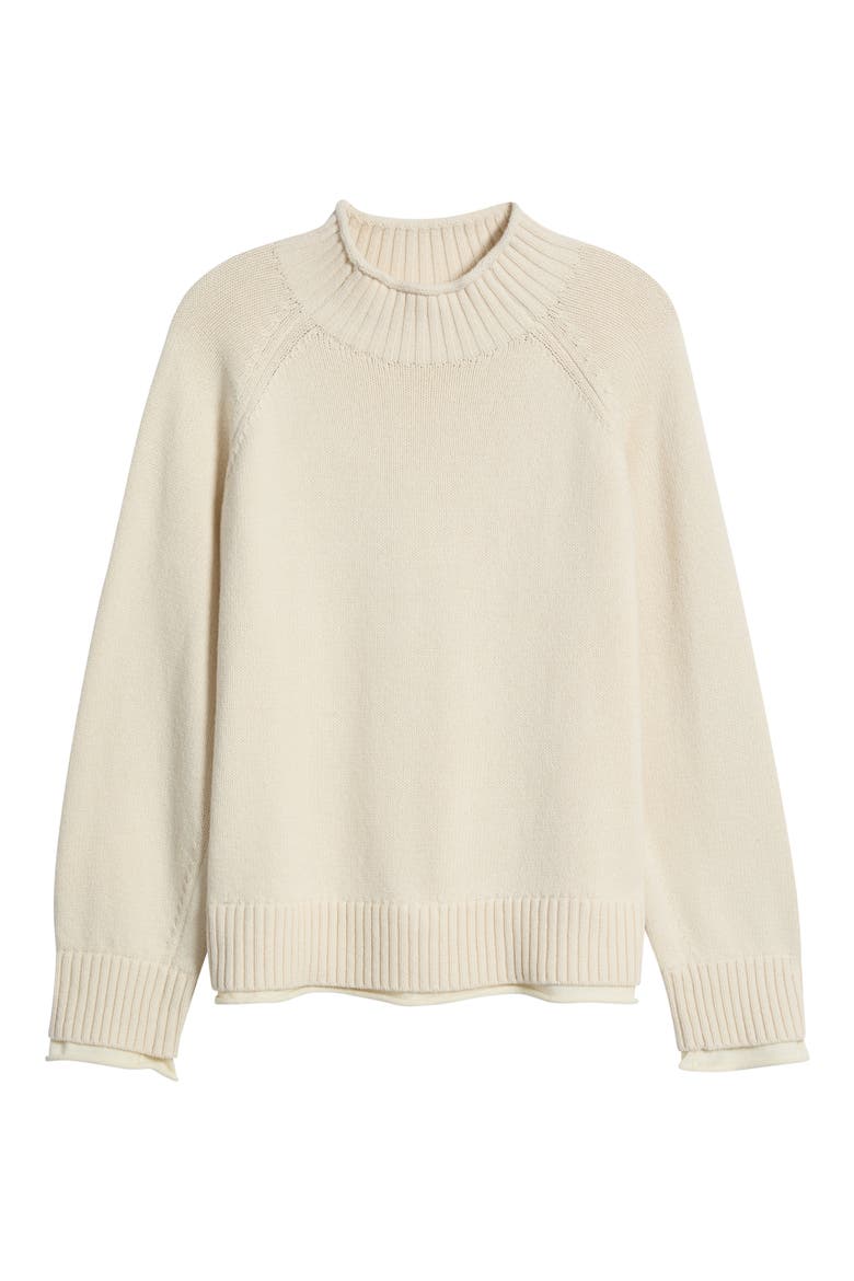 Hazel Roll Neck Cotton & Wool Sweater, Alternate, color, IVORY