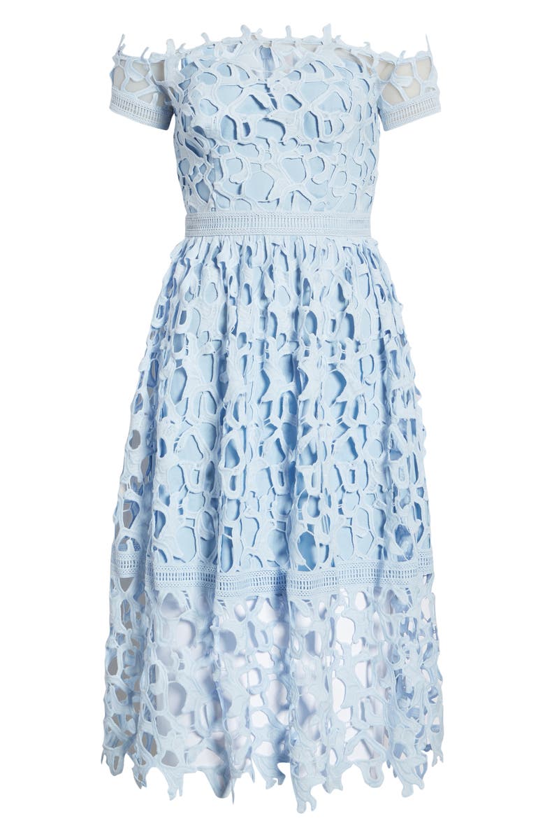 Chi Chi London Off the Shoulder Lace A-Line Dress, Alternate, color, 