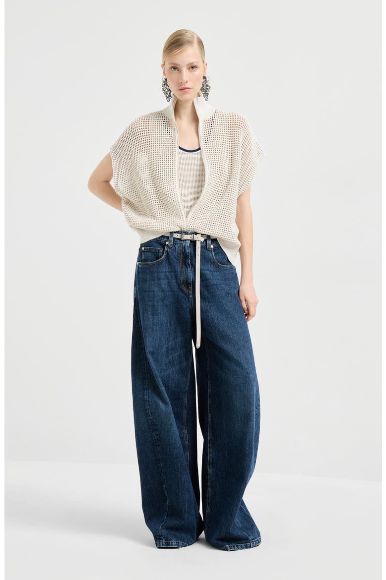 Cotton net cardigan, Alternate, color, Oat