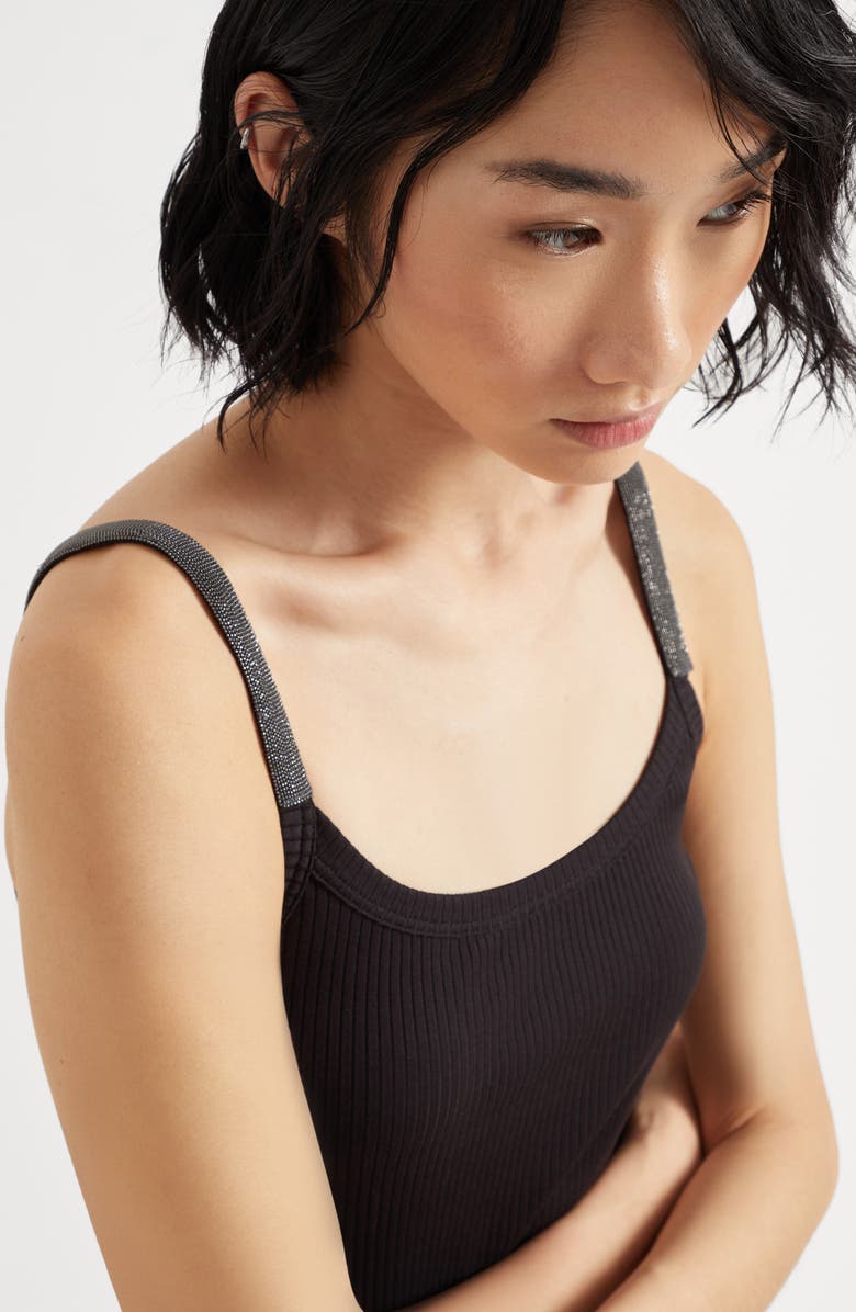 Brunello Cucinelli Ribbed jersey top, Alternate, color, 