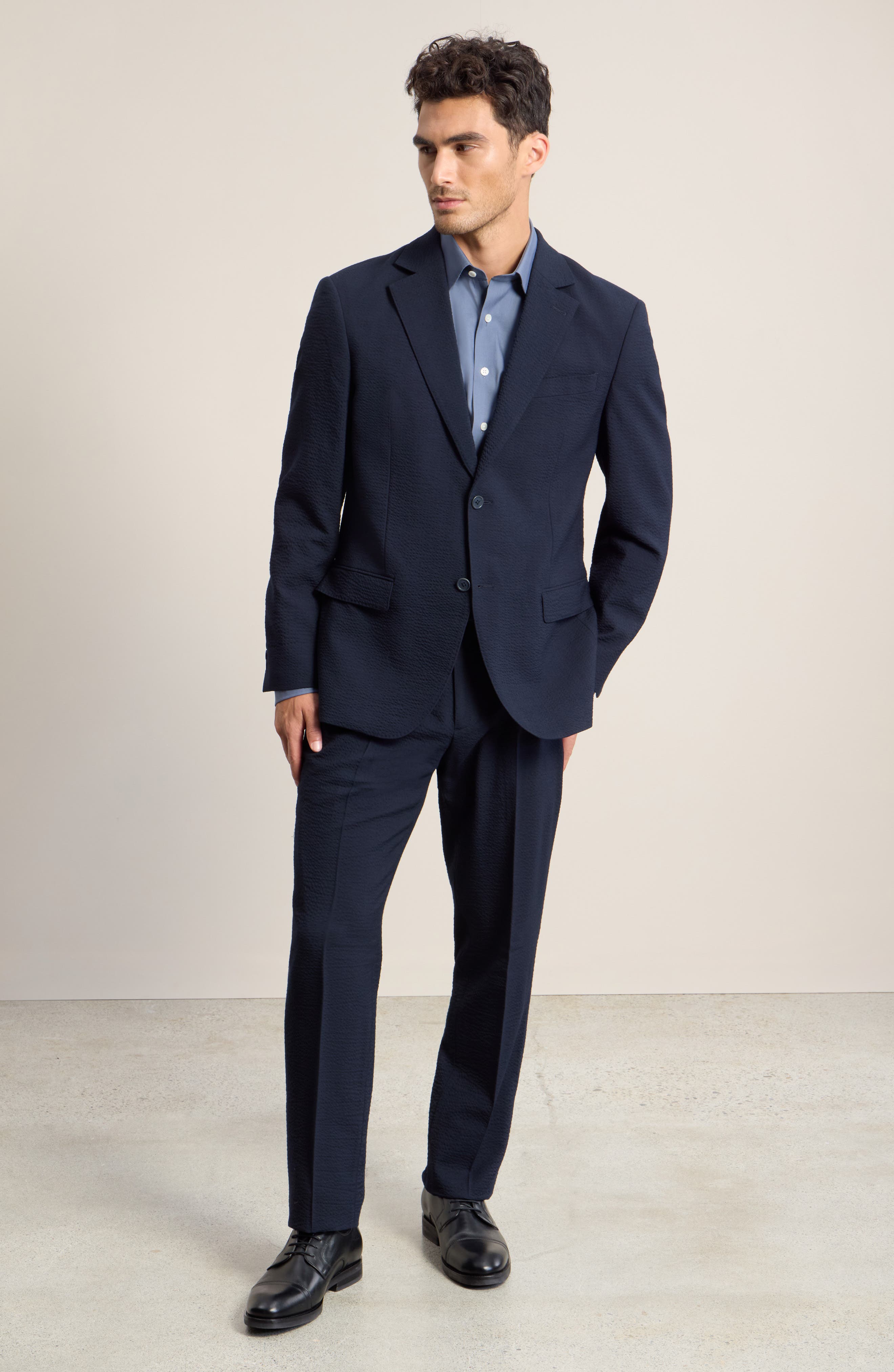selected NAVY TEXTURED WOOL