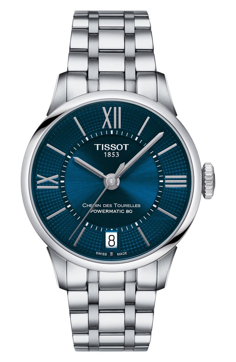 Tissot Chemin Des Tourelles Automatic Bracelet Watch, 32mm, Main, color, Blue