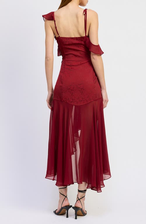 En Saison Annalis Ruffle High-low Maxi Dress In Burgundy