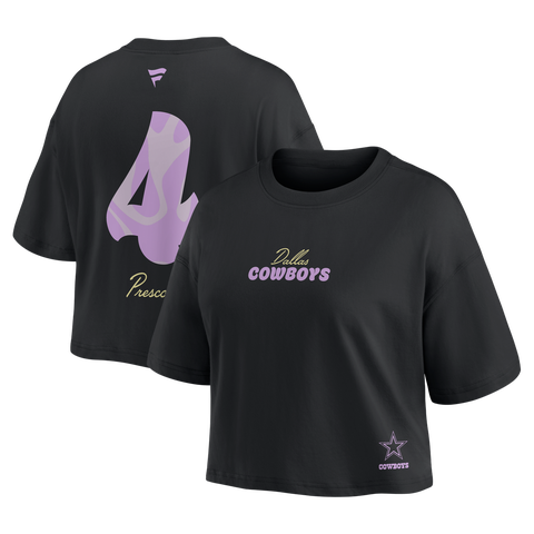 Women's Fanatics Dak Prescott Black Dallas Cowboys Fashion Cropped T-Shirt