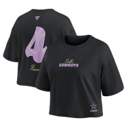 FANATICS Women's Fanatics Dak Prescott Black Dallas Cowboys Fashion Cropped T-Shirt