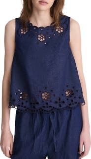 Madewell Embroidered Sleeveless Denim Shell Top