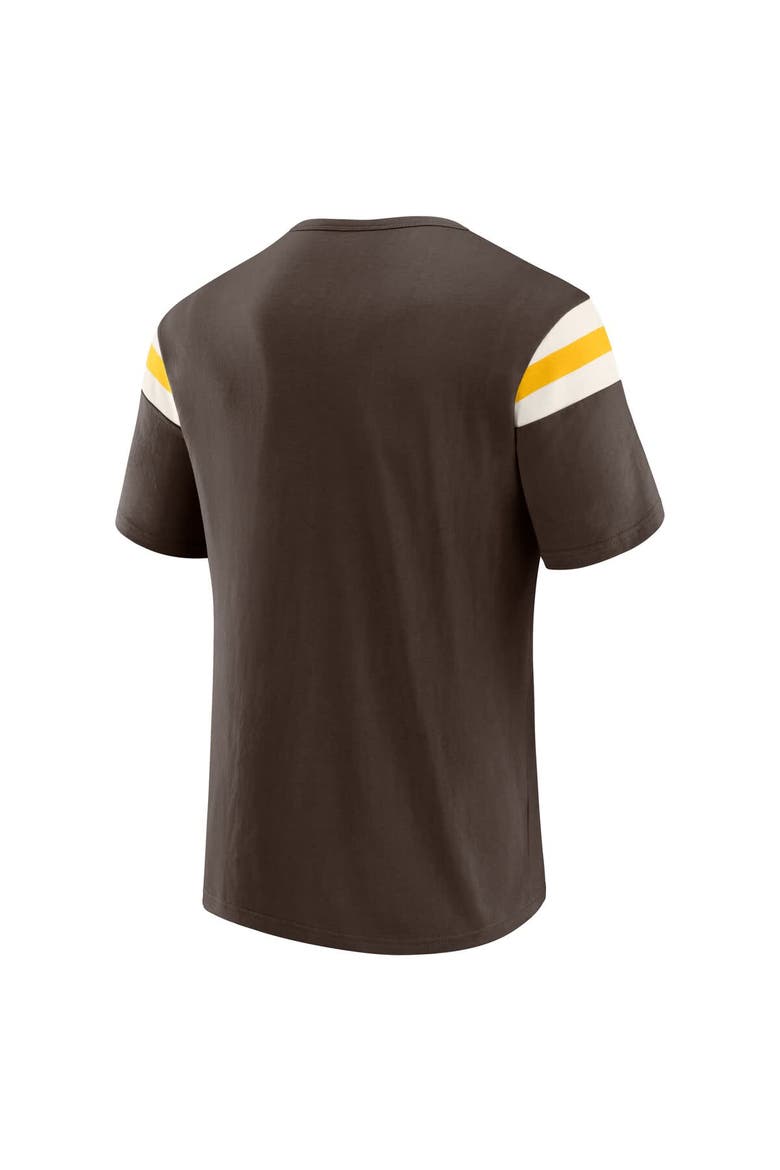Men's Darius Rucker Collection by Fanatics Brown San Diego Padres Distressed Sleeve Stripe T-Shirt, Alternate, color, Brown