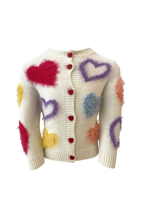 Fuzzy Hearts Cardigan