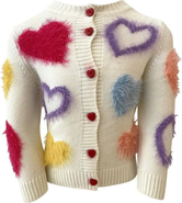 Lola + The Boys Fuzzy Hearts Cardigan