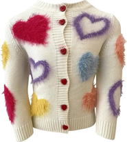 Lola + The Boys Fuzzy Hearts Cardigan