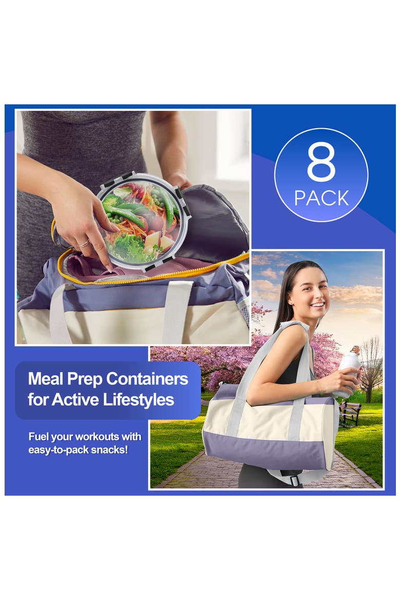 8-Pack Glass Food Prep Storage Containers, Alternate, color, CLEAR