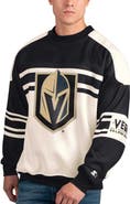 STARTER Men's Starter White Vegas Golden Knights Defense Fleece Crewneck Pullover Sweatshirt