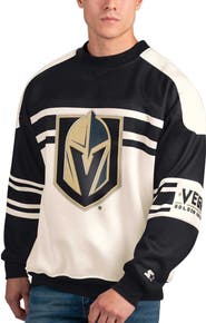 STARTER Men's Starter White Vegas Golden Knights Defense Fleece Crewneck Pullover Sweatshirt