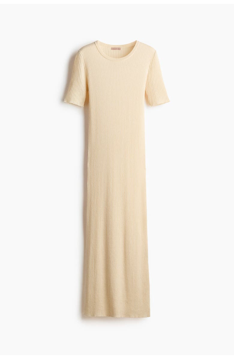 H&M Rib-knit t-shirt dress, Alternate, color, Pale Yellow