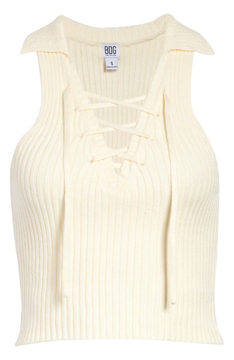 BDG Urban Outfitters Lace-Up Rib Collar Tank, Alternate, color, 