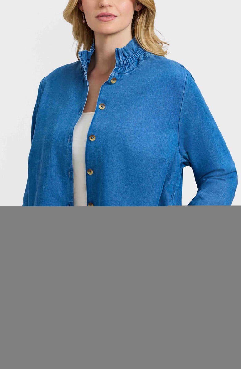 Foxcroft Carolina Denim Button-Up Shirt, Alternate, color, Medium Wash