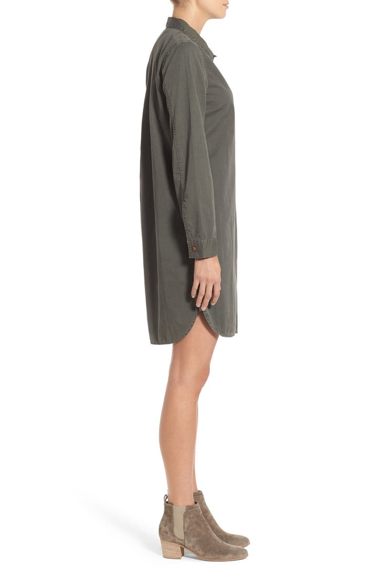 Garment Dye Cotton Shirtdress, Alternate, color, HIGHLAND GREEN