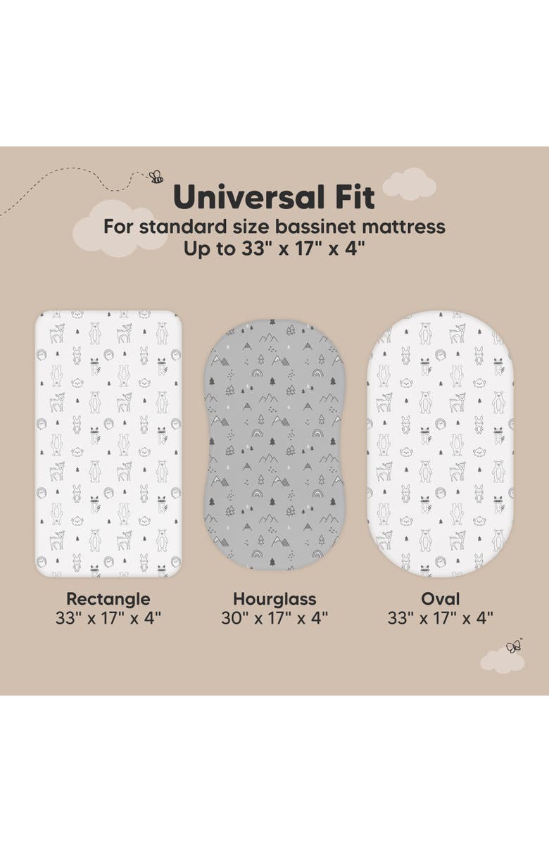 KeaBabies 2-Pack Soothe [Protect+] Waterproof Bassinet Sheets, Alternate, color, Woodland